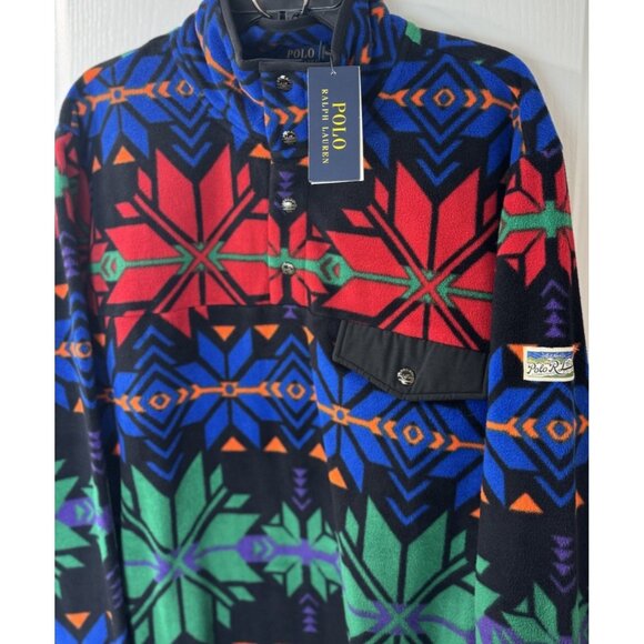 Polo Ralph Lauren XL Snowflake Brushed Fleece Snap Pullover NWT $248 - Picture 2 of 14